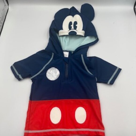 New Mickey Mouse Disney Hooded Rash guard Swim TopToddler Baby Boy Size 12-18 Mo - Picture 1 of 8
